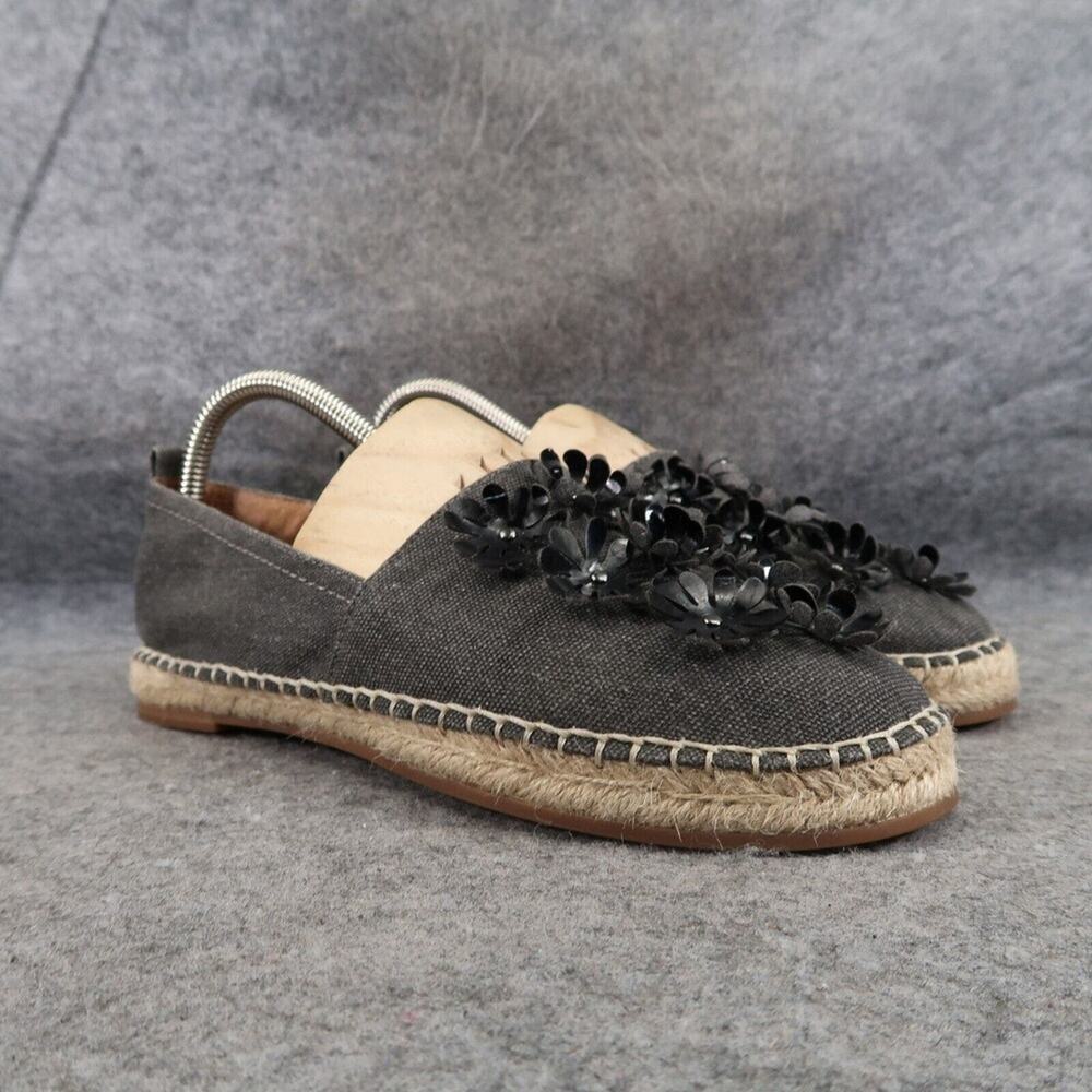 14th & Union Shoes Womens 7 Espadrille Flats Slip On Comfort Casual Flowers Grey